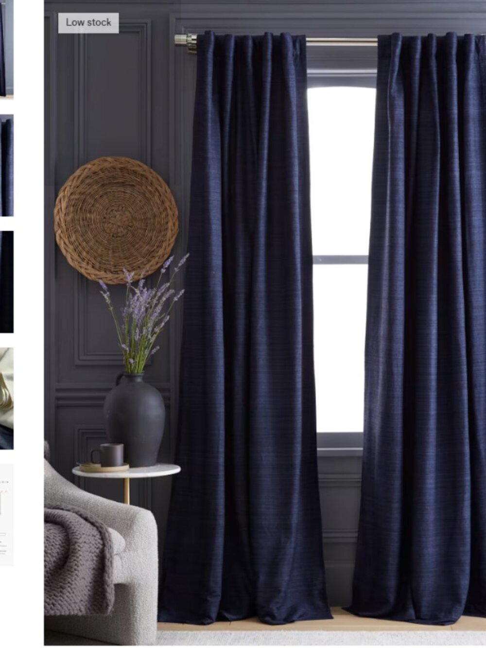 Quince Raw Silk Curtain Panel 48x96 one panel